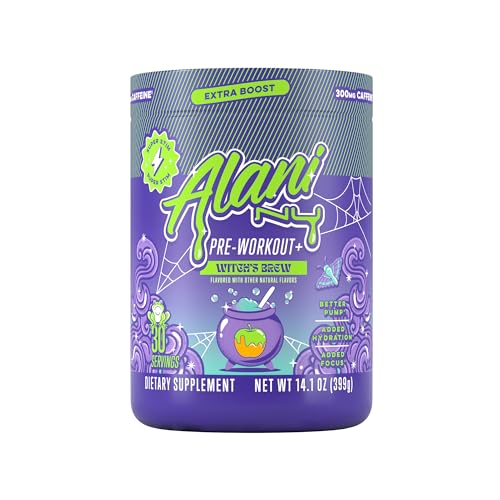 Alani Nu Pre Workout+ Powder Witches Brew, Extra Boost, Sugar Free, 300mg Caffeine, L-Theanine, Beta-Alanine, L-Citrulline, 30 Servings