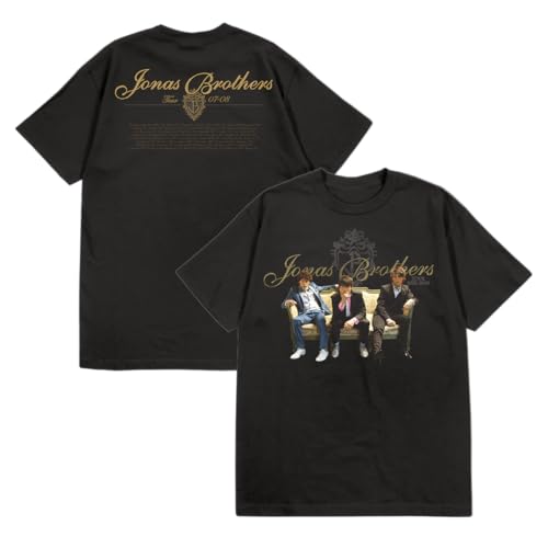 JONAS BROTHERS Official Merch Black and Gold Retro T-Shirt, Black, X-Large