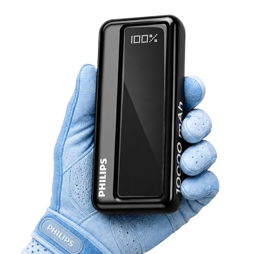 PHILIPS 10000mAh 22.5W Fast Charging Power Bank (Slate Black) with Digital LED Display | Type-C & USB-A Input/Output | 3 Output Ports | Lithium Polyme