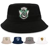 Harry Potter Bucket Hat for Kids, Boy and Girl Sun Hat Kid Ages 4-7 and Big Kids 7-14 Years 100% Cotton for Summer Teen Youth Beach Hat Black Slytherin