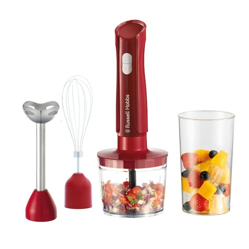 🔥 STARKER PREIS (-37%) Russell Hobbs Stabmixer 3-in-1, Rot, 600 ml, Mit Mixbecher, 27142-56