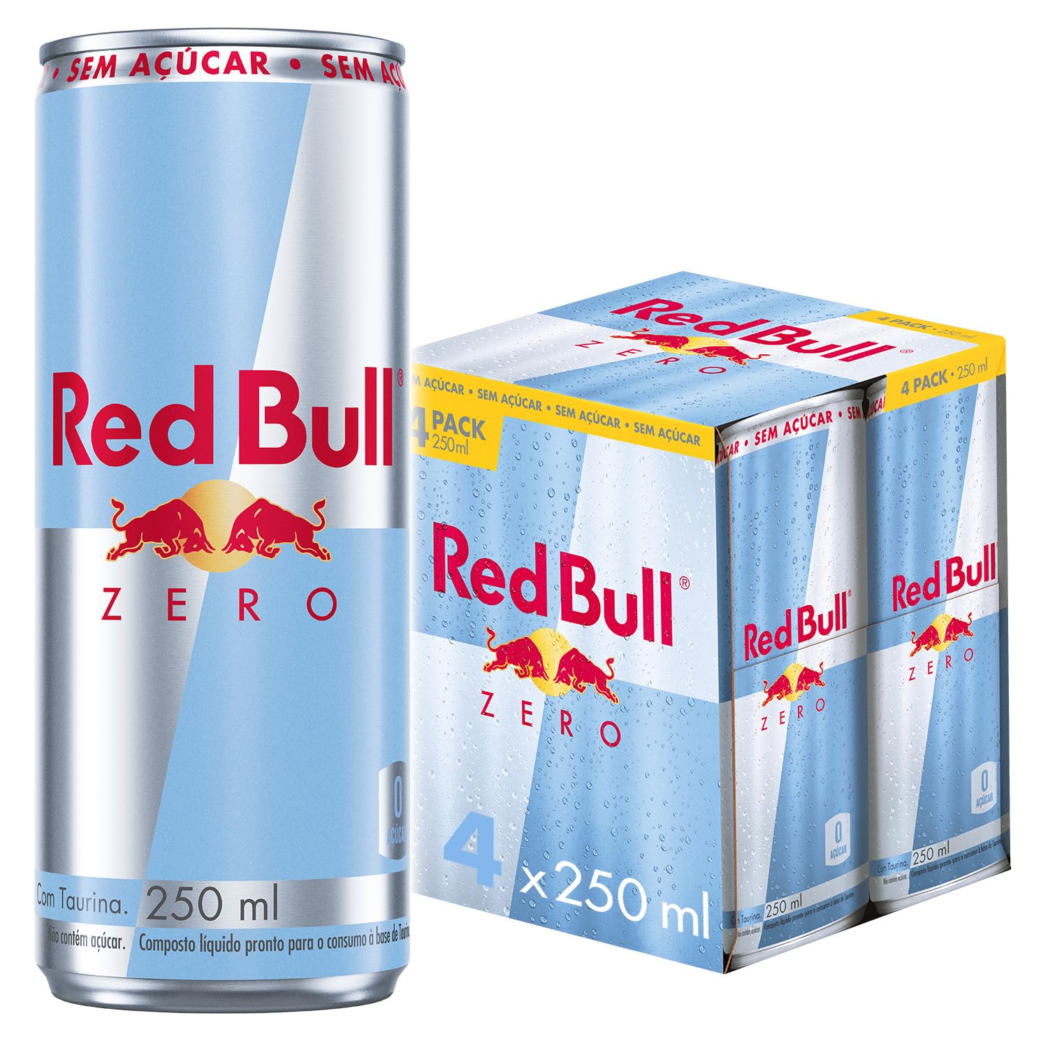 2x Pack de 4 Latas Red Bull Energético Zero Sem Açúcar 250mL