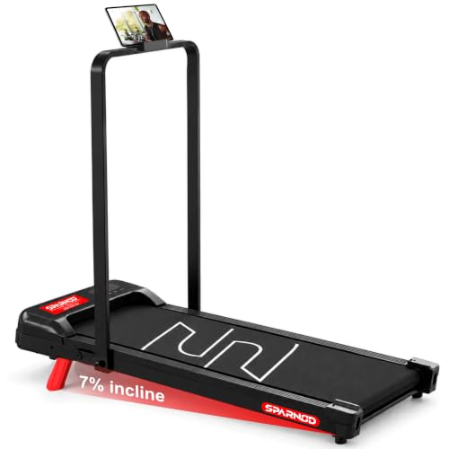 Sparnod Fitness STH-3004N Walking Pad Treadmill for Home with 7% Incline & Foldable Handrail | 3HP Motor | 1-10 km/h | 110kg Capacity | LED Display | 