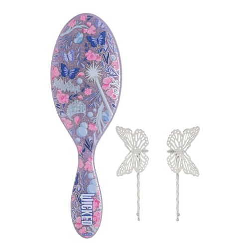 Wet Brush Original Detangler Hair Brush Glinda (Wicked For Good) Kit - Ultra-Soft IntelliFlex Bristles - Detangling Brush Glides Through Tangles For All Hair Types (Wet & Dry) - 1 Brush & 2 Barrettes