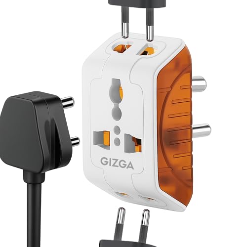 Gizga essentials 3 Pin Multi Plug Socket | Universal Travel Adaptor with Multiple Charging Ports, 6A Support, Compact Design | for Laptop, Smartphone,