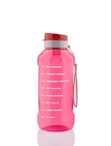 Clazkit Plastic Flexisip 1.5L Motivational Water Bottle | BPA-Free, Leak-Proof, Flip-Top Cap | Nylon Strap & Time Marker | Large Gym & Daily Hydration