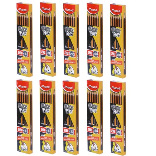 Wooden Traingular Shape Wooden Pencil X10pc with Eraser| Set of 10box| Pack of 100pc with 10 Non-toxic Eraser| Ideal for Writing, Drawing & Sketching|