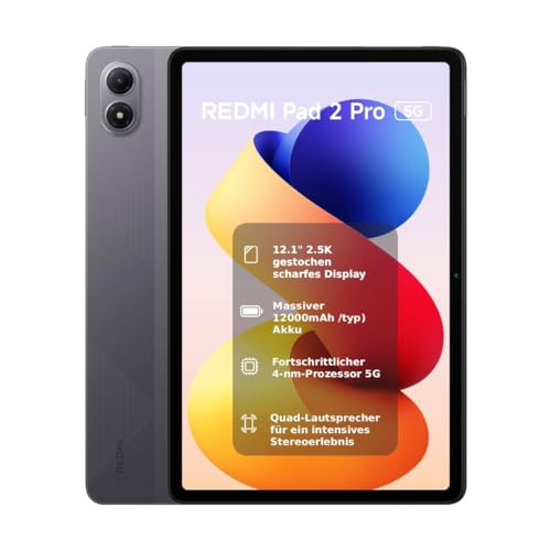 🔥 STARKER PREIS (-27%) XIAOMI REDMI Pad 2 Pro 5G, 8+256GB, 12,1",12000mAh großer Akku, Graphitgrau