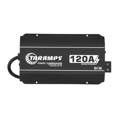 Fonte Carregador Taramps Bob 120A Som Automotivo para Caixa Bob Som Carro Paredão 120 Amperes Tensão de 12v a 15V Bivolt 127V/220V Carregador Partida Bateria Bancada Teste Alimentação Fita LED Dynamic