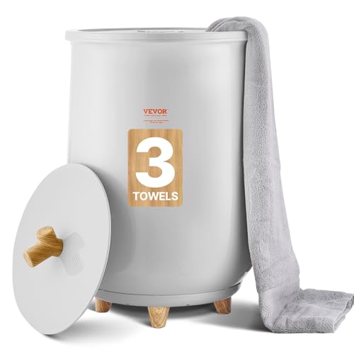 VEVOR Towel Warmers for Bathroom, Towel Warmer Bucket Auto Shut Off for Spa Fits up to 3 Oversized Towels, Blankets, Clothes, Bathrobes, PJ's and More, Gray