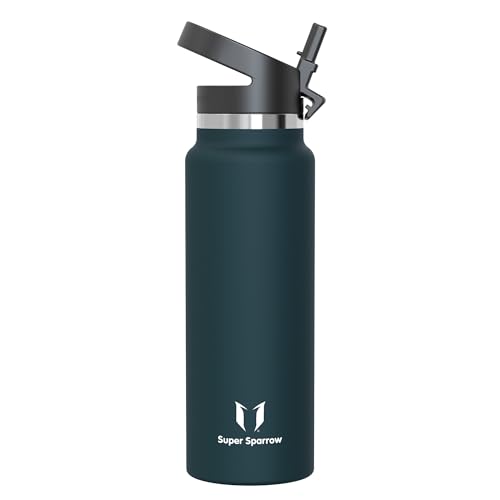 Super Sparrow Water Bottle Insulated - 1200ml - Wide Mouth Metal Bottle - Wide Mouth SwivelSip Flask - BPA Free, Leak Proof - Ergonomic Straw Water Bottles for Work, Gym, Travel, Sports