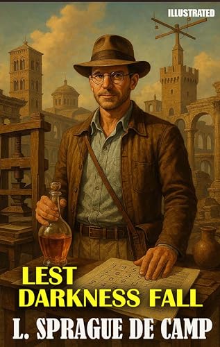 Lest Darkness Fall. Illustrated book cover