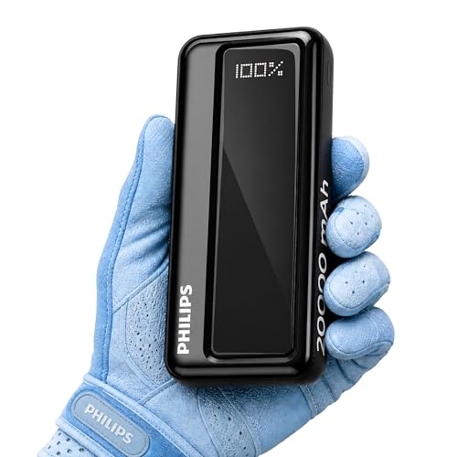 PHILIPS 20000mAh 22.5W Fast Charging Power Bank (Slate Black) with Digital LED Display | Type-C & USB-A Input/Output | 3 Output Ports | Lithium Polyme