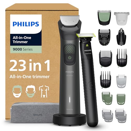 (-40%) PHILIPS Multigroom Series 9000 All-in-One 23-teiliger Barttrimmer, Haarschneider, und OneBlade-Trimmer – Komplettes Pflegeset für Gesicht, Kopf und Körper, 27 Längeneinstellungen (0,2–20mm), MG9561/30