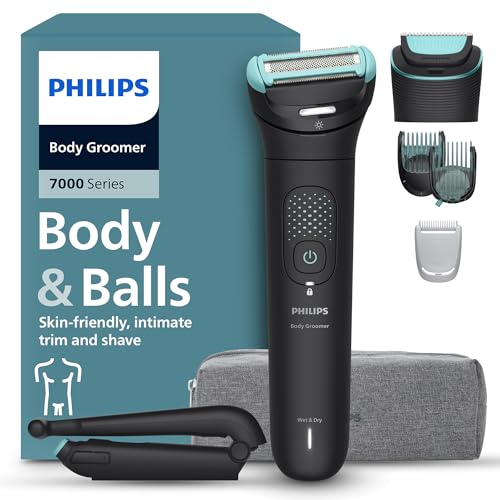 🔥 STARKER PREIS (-27%) Philips Bodygroom Series 7000 – Trimmer für Männer, flexiblem 2D-Scherkopf Dreifachschutz -austauschbare Scherköpfe, Nutzung im Intimbereich, 100% duschfest, 120 Min. Laufzeit, Modell BG7480/15