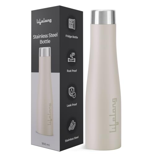 Lifelong Stainless Steel Water Bottle 900ml | Durable, Leak-Proof, Easy Grip, Rust Free, Easy-to-Clean, Odour-Free Bottle with Secure Cap for School, 