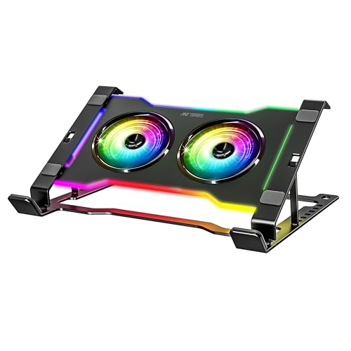 Ant Esports Turbine 20 RGB Laptop Cooling Pad for Upto 17” Laptop 2X 65 x 15mm 3000rpm Fan,10 RGB Modes, Adjustable Height Stand, Fan Speed Control, T