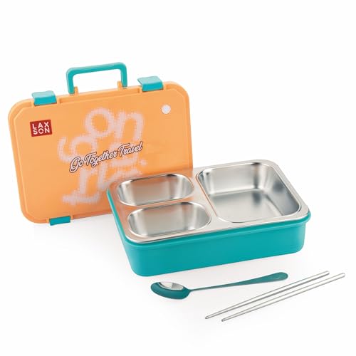 ATTRO Fun Bite Stainless Steel Lunch Box – 3 Compartment Bento Tiffin, Leak-Proof & Durable, Ideal for Kids & Adults, School, Office, Travel, Meal Pre