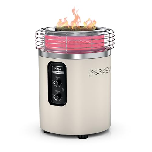 Ninja |Fireside360™ | Outdoor Heater & Fire Pit| 3 Modes: Flame, Heat, Flame & Heat| Portable for Patio, Deck, Camping, Beach | Easy Control Flames & Heat| Push to Start Ignition| Stone | OF101ST