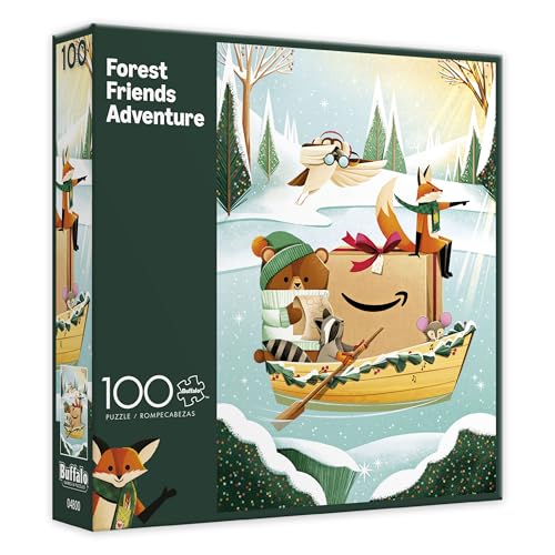 Amazon Holiday Puzzle - 100 Piece Jigsaw Puzzle from Buffalo Games - Forest Friends Adventure - Family Game Night Puzzle Fun - Finished Size is 15 x 11