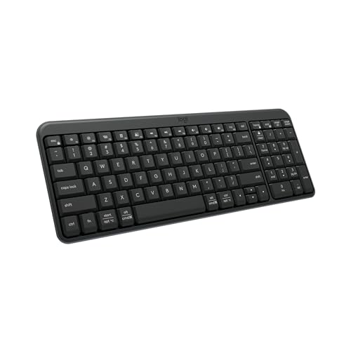 Logitech K250 Bluetooth Keyboard with Numpad, Easy Connectivity, Compact Wireless Keyboard Made with Recycled Plastic, Spill-Resistant, Comfortable Ke