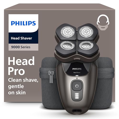 (-33%) PHILIPS Head Shaver Pro Series 9000 – Glatzenrasierer für Herren und Frauen, elektrischer Rasierer mit flexiblem 360grad-Scherkopf und ComfortCut-Klingen, sanft zur Haut, Modell HS9980/15