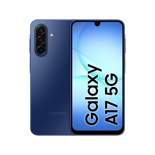 (-23%) Samsung Galaxy A17 5G AI Smartphone, KI-Handy mit Android, Dünner 7,5-mm-Rahmen, 50-MP-Kamera, 128 GB Speicher, 4 GB RAM, 5.000-mAh-Akku, Blue, 2,5 Jahre Herstellergarantie [Exklusiv auf Amazon]