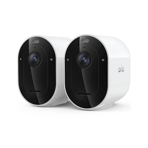 Arlo Pro Security Camera (6th Gen - 2025 Release) - 2K HDR, Battery Power, Event Captions, Emergency Response, 1-Month Trial of Secure Plan, 160° Field of View, Dual-Band WiFi, Spotlight, 2 Cam, White