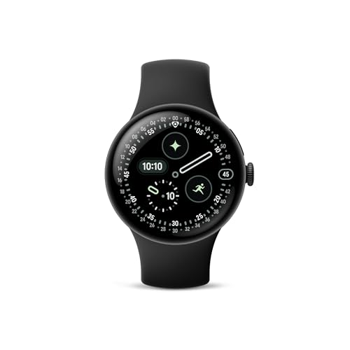 Google Pixel Watch 4 (45mm) - Android Smartwatch with Heart Rate and Sleep Tracking - 40-Hour Battery - Fitness Tracking - Google AI - Matte Black Aluminum Case - Obsidian Active Band - Wi-Fi