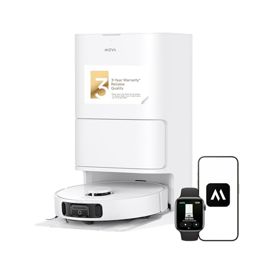 Mova E40 Ultra Robot Vacuum and Mop, 19,000Pa Suction, Extenable & Liftable Mop, All-in-One Station, Auto-Empty, Auto Washing & Hot Air Drying, 360°Obstacle Avoidance, App & Voice Control