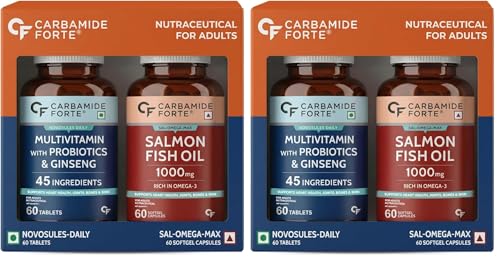 Multivitamin Tablet for Men and Women with Probiotics & Omega 3 fish oil capsules | Daily Immunity, Heart, Brain & Joint Support | 60 Tablets + 60 Sof