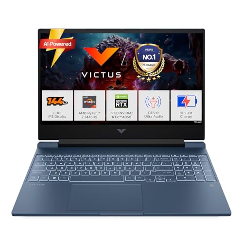 HP Victus, AMD Ryzen 7 7445HS, 6GB RTX 4050, 16GB DDR5(Upgradeable) 512GB SSD, 144Hz, IPS, 300nits, FHD, 15.6''/39.6cm, Win11, M365* Office24, Blue, 2