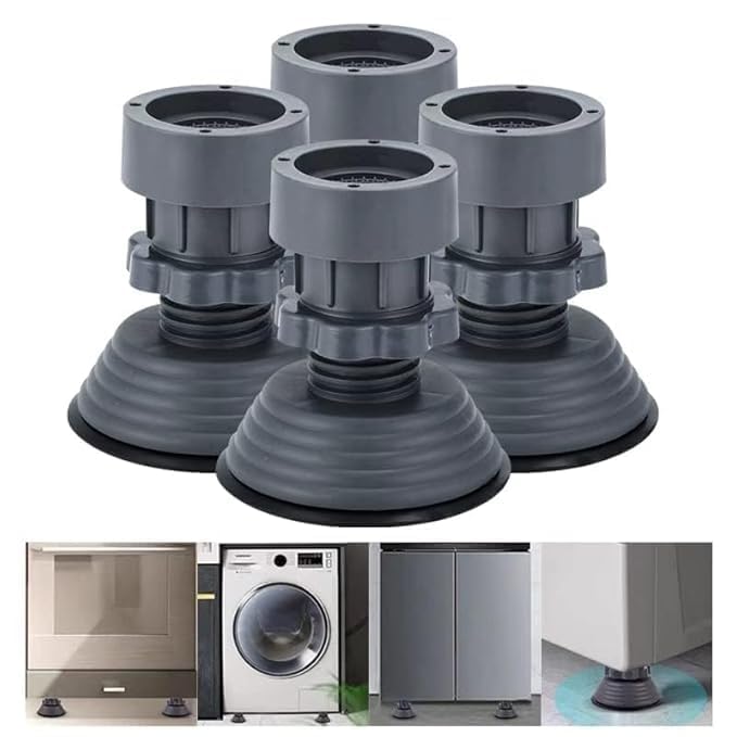 Upgraded Anti-Vibration Pads – Extra-Large Adjustable Feet for Washer, Dryer & Refrigerator – Shock Absorbing, Noise Cancelling & Pads for Maximum Sta