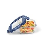 SignoraWare Secure N Store Borosilicate Glass Square Container Airtight Seal Microwave Safe Reheating Baking Stylish Practical Great for Office Travel Outdoors 520ml Clear