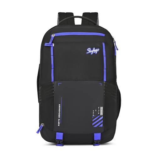 Porto Spacious 40L Weekender Backpack, 2 Compartments, Black-Blue