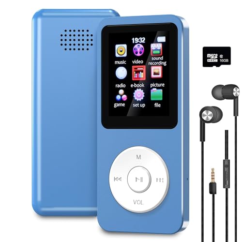 Sounce 16GB Mini MP3 Music Player with Bluetooth 5.4, HiFi Lossless Audio, Video Playback, Voice Recording, FM Radio, E-Book Reader & Built-in Speaker