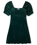 The Children's Place,Womens,Short Sleeve Holiday Dress,Balt Green Velour,Medium