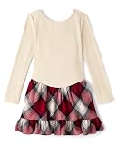 The Children's Place,Girls,Long Sleeve Casual Dresses,Red Ochre Plaid,XX-Large