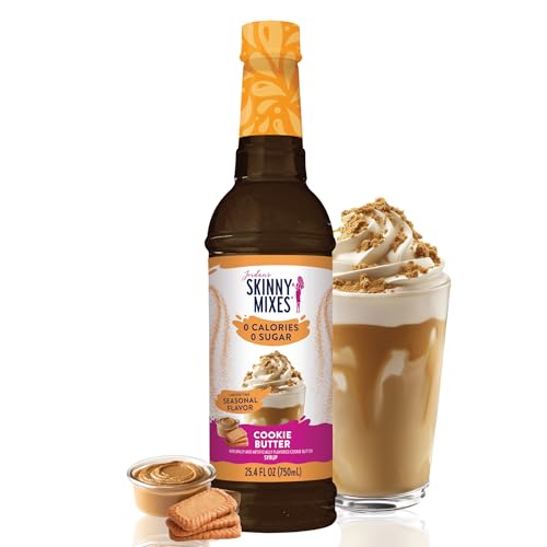 Jordan's Skinny Mixes Sugar Free Syrup, Sugar Free Cookie Butter Syrup, Flavored Water Enhancer, Drink Mix for Water, Lemonade & More, Zero Calorie Flavoring, Keto Friendly, 750mL, 1 Pack
