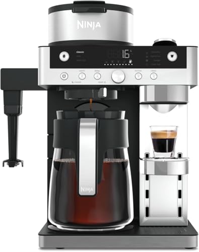 (-25%) Ninja Prestige 2-in-1 Filterkaffee- und Kapselmaschine mit integriertem Milchaufschäumer, für Latte, Eiskaffee und Flat White, Schwarz CFN802EU