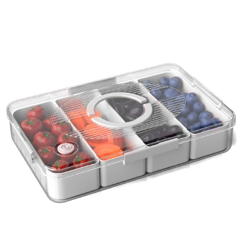 Lifelong Fridge Storage Box With 4 Removable Containers | Multipurpose Organizer For Fruits, Vegetables, Snacks | Airtight Transparent Container With 
