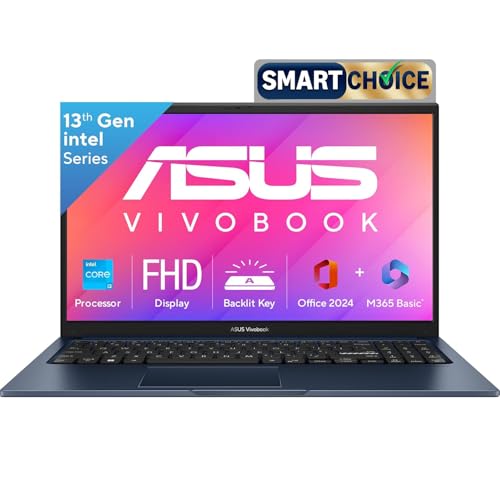ASUS Vivobook 15, Smartchoice,Intel Core i3 13th Gen 1315U, 12GB RAM, 512GB SSD, FHD 15.6", Win 11, Office 2024, Quiet Blue, 1.7Kg, X1504VA-BQ332WS,