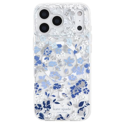 Kate Spade New York iPhone 17 Pro Max Case - Compatible with MagSafe - Designer Phone Case - Flowerbed Blue Gems