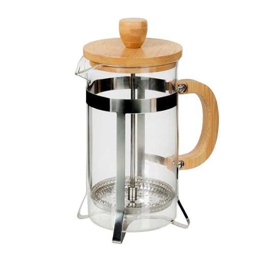 Bloomingville 20-oz. Glass and Stainless Steel French Press with Bamboo Lid, Natural