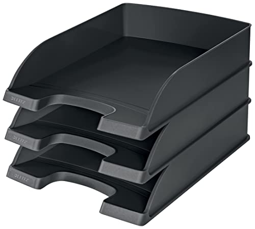 🔥 SELTEN SO GÜNSTIG (-41%) Leitz Briefkorb Standard A4, 3er Pack, Ablage in Premium-Qualität, Schwarz