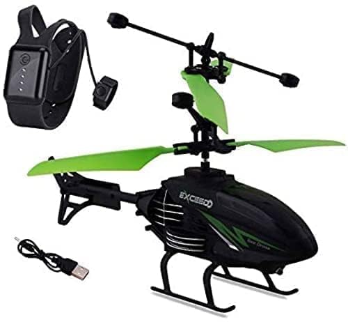 HOMOZE Flying Toy Helicopter with Hand Gravity Sensor Watch | Remote Control RC Helicopter with 3D Lights & Safety Sensor | Rechargeable Aerial Toy fo