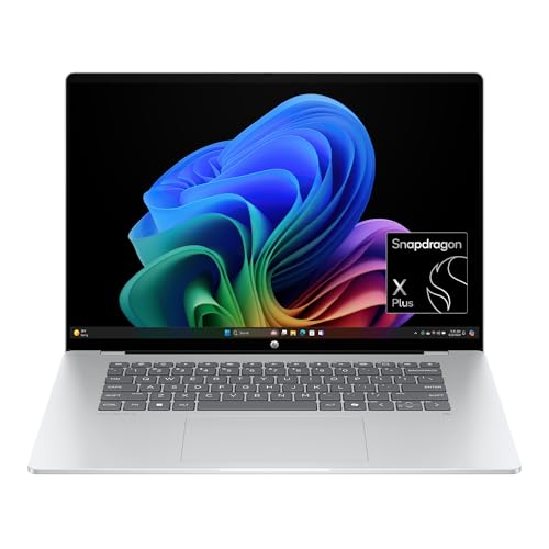 HP OmniBook 5 16 inch Next Gen AI PC, 2K Touchscreen, Snapdragon X Plus X1P-42-100, 16 GB RAM, 512 GB SSD, Qualcomm Adreno GPU, Windows 11 Home, Copilot+ PC, Glacier Silver, 16-fb0000nr