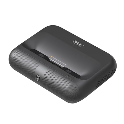 Yaber K300s Triple Laser Projector - Ultra Short Throw Smart Projector with WIFI and Bluetooth, Built_in Google TV & 30W JBL Speaker丨4K Support, Dolby Vision, 150% NTSC Color