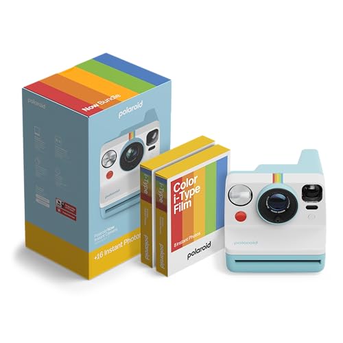 Polaroid Now 3rd Generation I-Type Instant Camera + Film Bundle - Now Artic Blue Camera + 16 Color Photos (6644)
