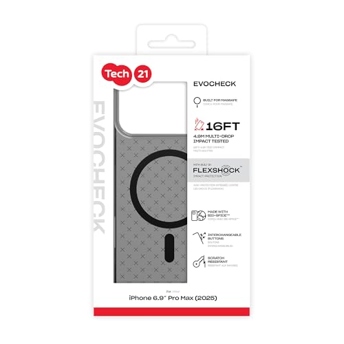 Tech21 EvoCheck Case for iPhone 17 Pro Max – Smokey/Black | Slim Protective Case | Impact Protection | MagSafe Compatible